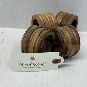 Harth & Hand with Magnolia 4pc Acadia Wood Napkin Rings New Target